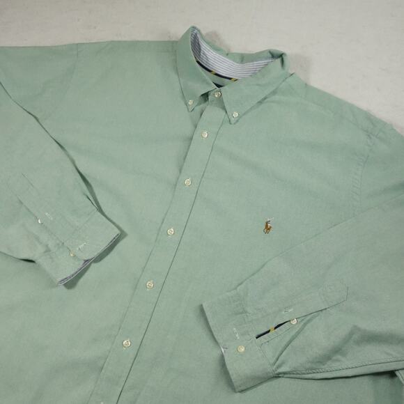 Ralph Lauren Shirt Mens 4XB Big Green Cotton Long Sleeve Yachting Sailing - Picture 1 of 11